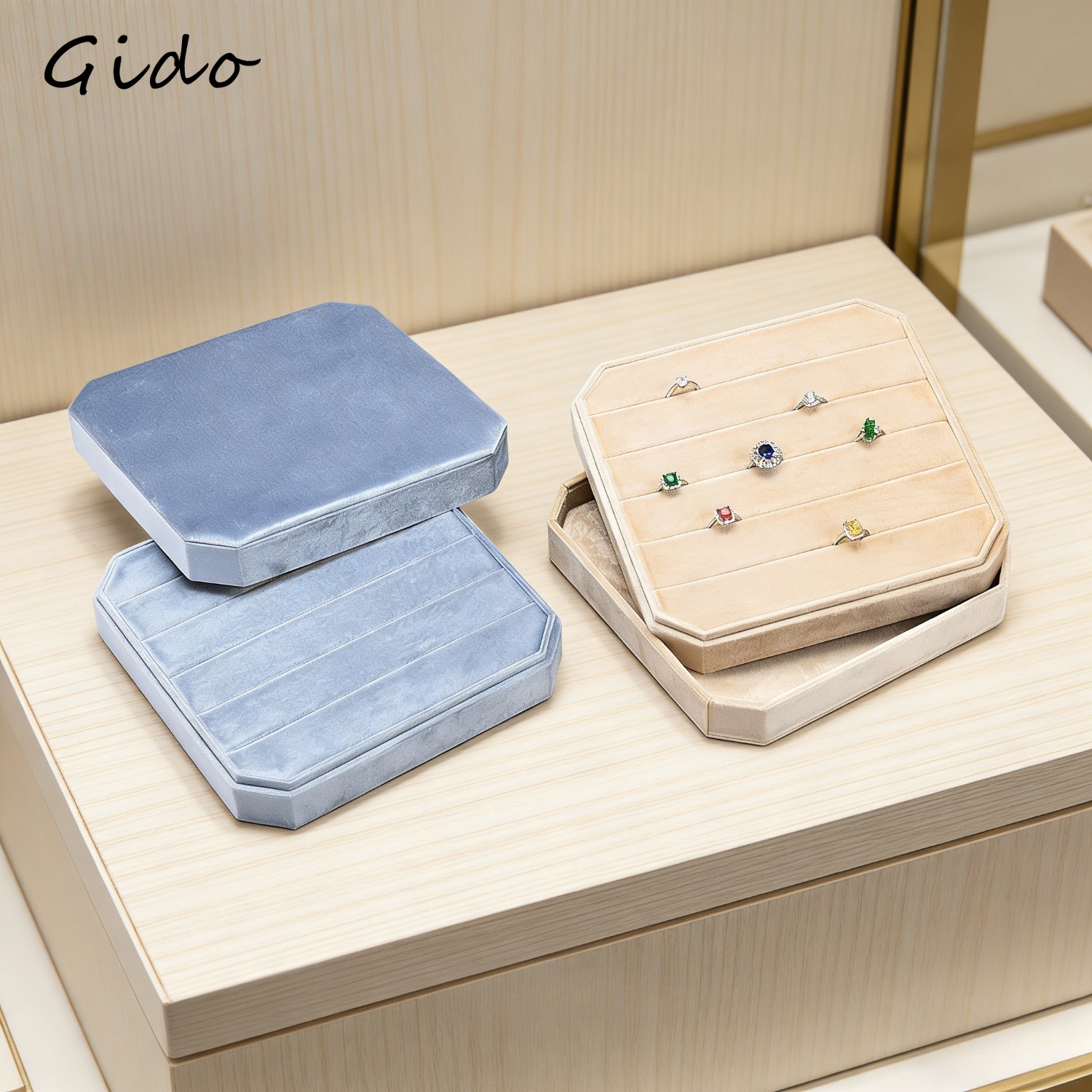 Baby Products Storage Box - กล่องเก็บเครื่องประดับกำมะหยี่ขนาดใหญ่ สำหรับเก็บแหวน ต่างหู จี้ สร้อยคอ เหมาะสำหรับการเดินทางหรือใช้ในบ้าน