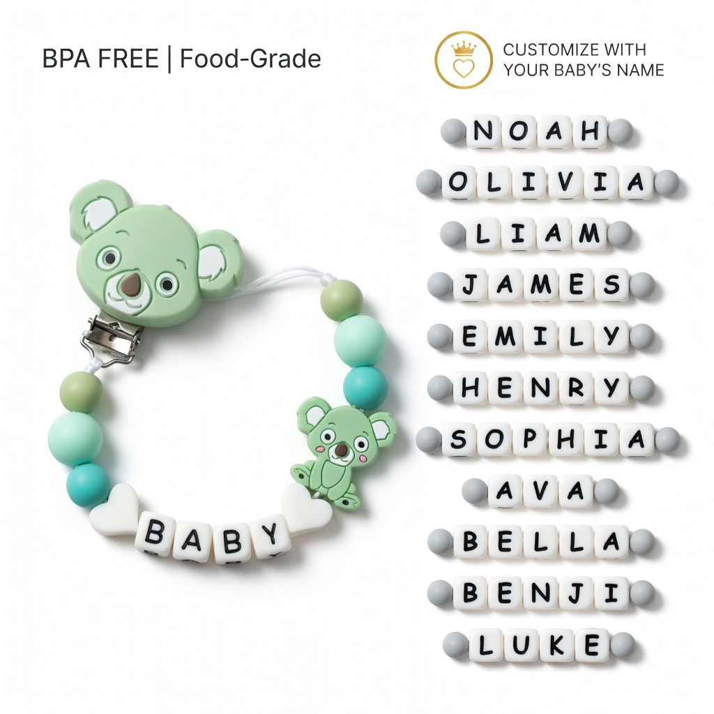 Baby Products Nipples - คลิปหนีบจุกนมหลอกซิลิโคน สายคล้องจุกนมหลอก ปรับแต่งชื่อได้ ปลอดสาร BPA สายรัดจุกนมหลอกสำหรับเด็กทารก